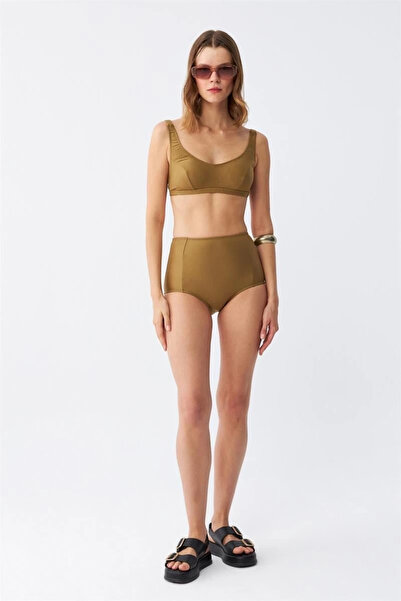 alfa expres Clothing Women's Basic Mustard Padded High Waist Bikini Set