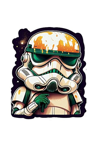 OEM Star Wars-style Robot Sticker, White-armored Soldier, PVC Vinyl, 10 cm