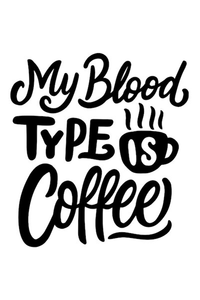 OEM Autocolant „Grupa mea de sânge este cafea” - Negru cu margini albe, vinil...