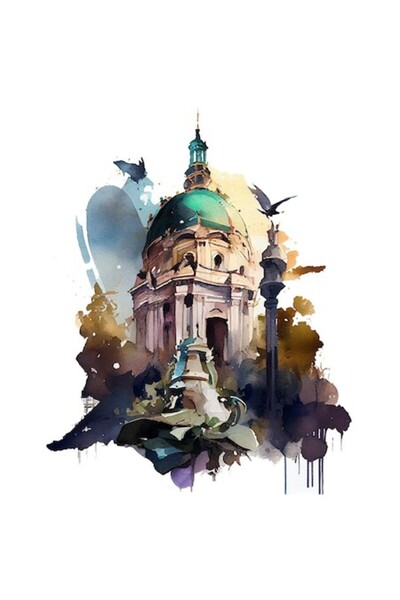 OEM Autocolant colț clădire București, design abstract, multicolor, bordură a...