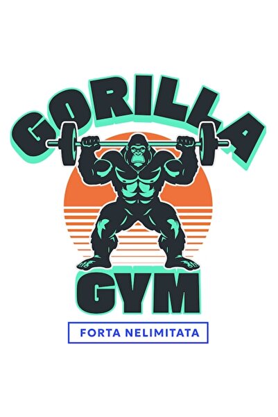 OEM Sticker cu Gorila Sportiva Ridicari Gantere Greutati Sala Text Gorilla Fo...