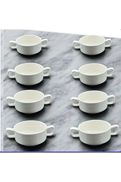 cc bin shihon Soup bowl/pot, 8-piece set, high-quality porcelain, 10cm size, creamy white