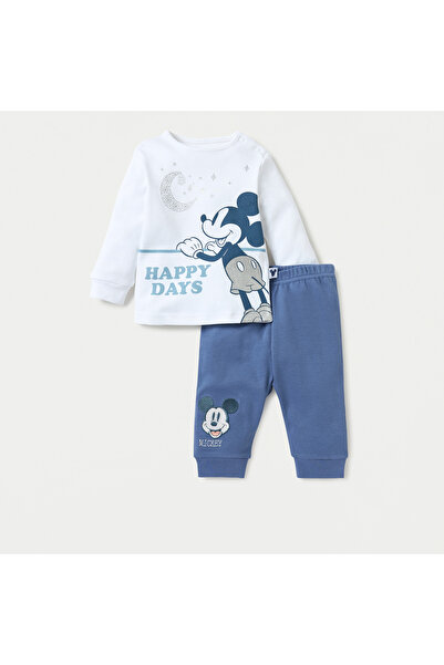 Disney Mickey Printed T-shirt and Pyjama Set