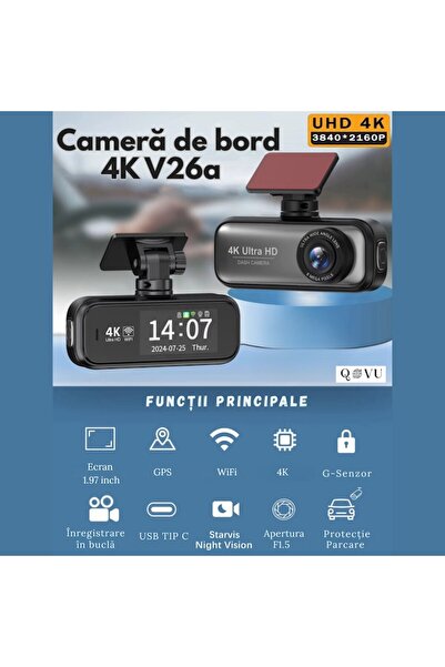 QOVU V26a Car DVR Camera, Single 4K Front, GPS, Parking Mode, Card Included