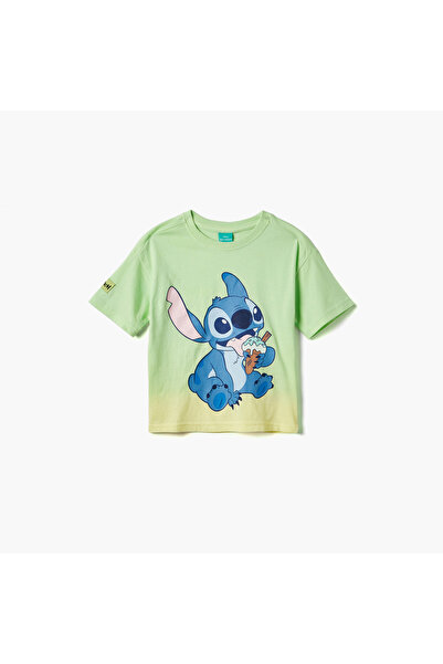 Disney تي شيرت مطبوع عليه غرزة وأكمام قصيرة