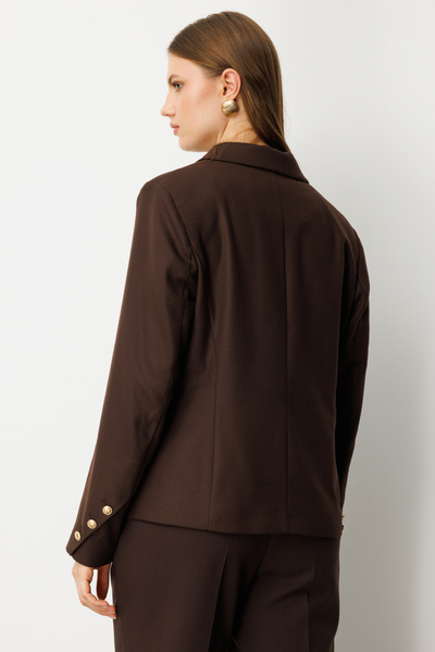 Ekol Women's Plus Size Jacket with Flap Pockets 5549 Brown