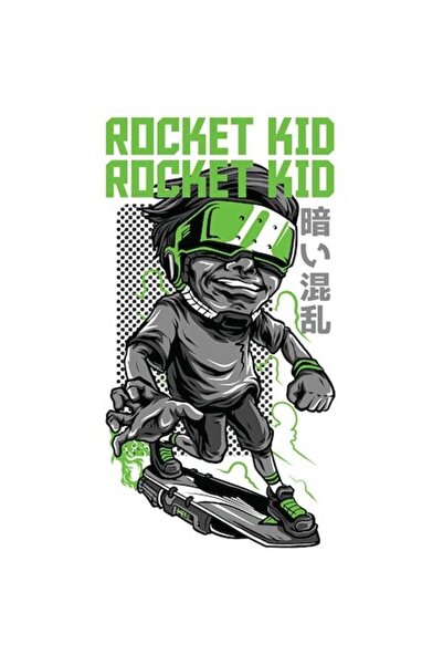 OEM Autocolant - Băiat cu ochelari VR, zâmbitor, „Rocket Kid”, margini albe, ...