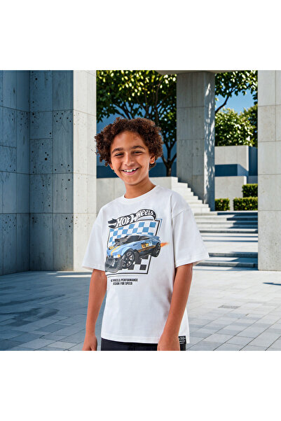 mattel Hot Wheels Print Crew Neck T-shirt with Short Sleeves
