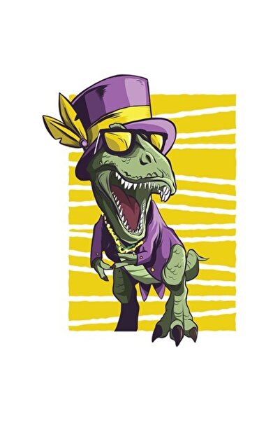 OEM Autocolant personalizat - Dinozaur cu pălărie și costum, T-Rex, margini a...