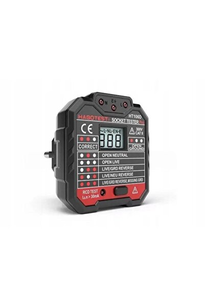 Habotest HT106D Digital Socket Tester with LCD Display, Black