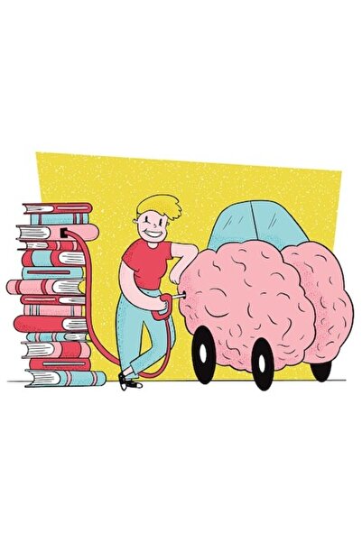 OEM Autocolant - Femeie cu părul scurt hrănind o mașină de creier din cărți, ...