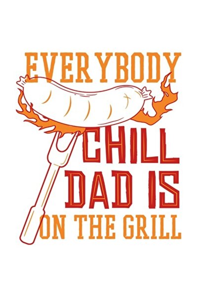 OEM Autocolant „Fiecare tată relaxat este pe grătar” — Cârnat în flăcări, vin...