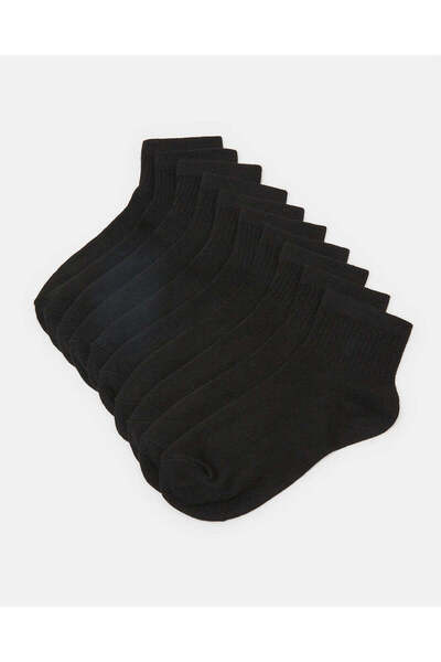 REDTAG جوارب سوداء طويلة حتى الكاحل للأولاد الكبار (عبوة من 5 قطع)