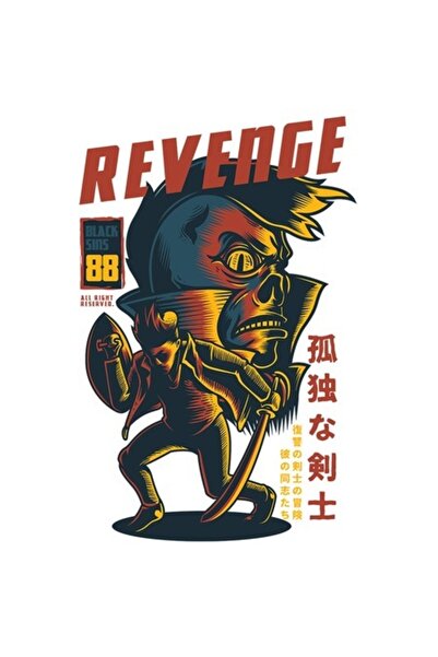 OEM Autocolant Ninja Assassin Man, ținută cu guler înalt, text „Revenge”, bor...