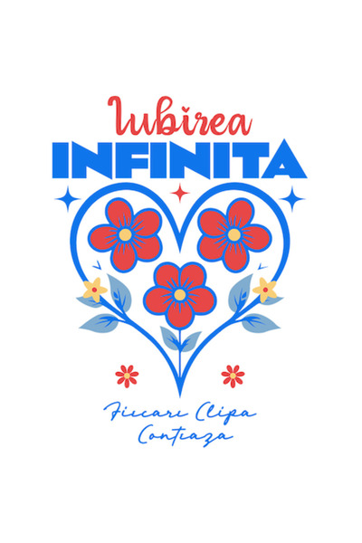 OEM Autocolant inimă cu flori colorate - „Dragoste infinită, fiecare clipă co...