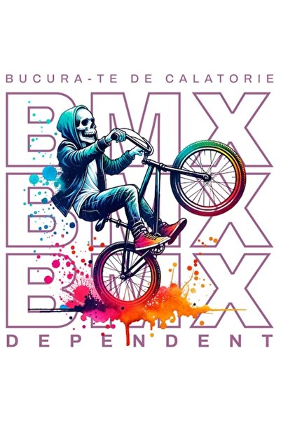 OEM Autocolant cu schelete pe BMX, stil stradal „Bucură-te de călătorie”, bor...