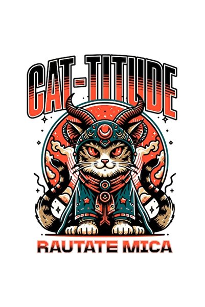 OEM Autocolant pisică ciudată în stil asiatic cu ochi roșii „Cat-titude” din ...