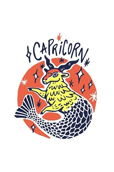 OEM Autocolant zodiacal Capricorn, animal cu coadă puternică, bordură albă, v...