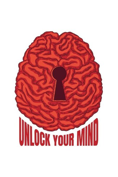 OEM Autocolant „Deblochează-ți mintea” - Creier cu urmă de gaură de cheie, mu...