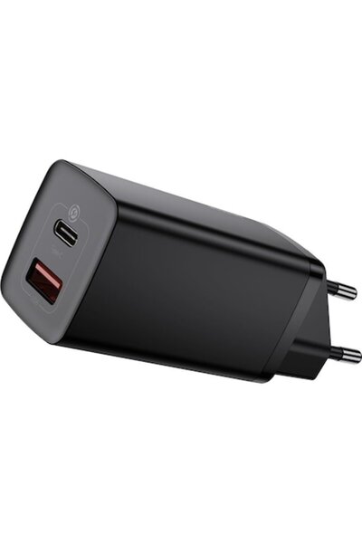 Baseus GaN2 Lite USB Wall Charger, Quick Charge, 1x USB-A + 1x USB-C, CCGAN2L-B01, Black
