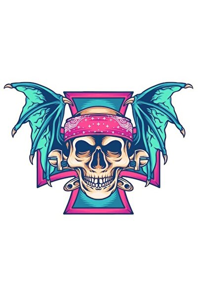 OEM Autocolant cu craniu, aripi, dragon, bandană, unelte, cruce, margini albe...