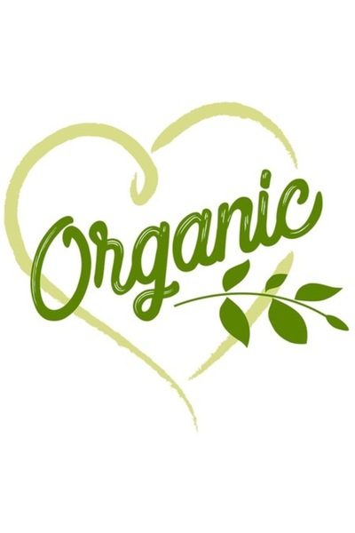 OEM Autocolant cu mesaj: , Frunză, Inimă, Emblemă, Bio, Sănătos — Margini alb...