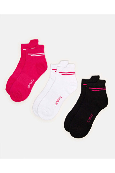 REDTAG Senior Girls Assorted Sports Ankle Socks Set (3 Pairs)
