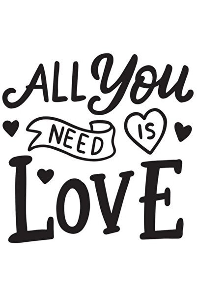 OEM Ρομαντικό αυτοκόλλητο με μήνυμα «All You Need Is Love» - Μαύρο με λευκά ά...