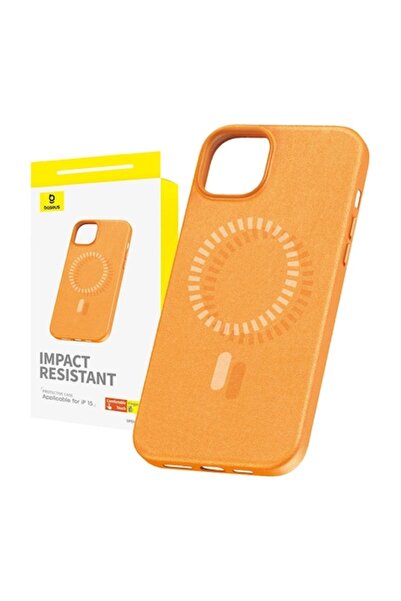 Baseus Carcasă magnetică Fauxther pentru iPhone 15 (portocaliu)