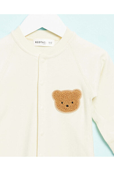 REDTAG Baby White Bear Embellishment Sleepsuit