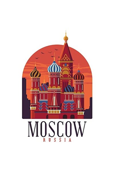 OEM Autocolant personalizat - Moscova, Rusia, cu margini albe, vinil PVC 15 cm