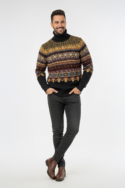 Pulltonic Erkek Balıkçı Yaka Kazak | %68 Kuzu Yünü