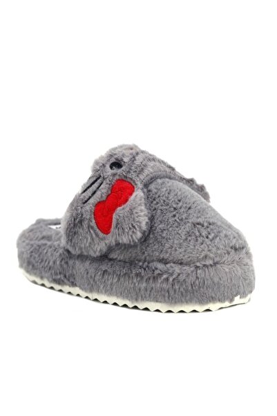 Auris Women's Winter Gray Indoor Slippers – Animal Plush and Non-Slip Eva Sole