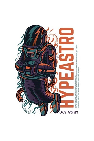 OEM Autocolant - Siluetă de astronaut cu textul „Hypeastro”, vinil PVC, 28 cm