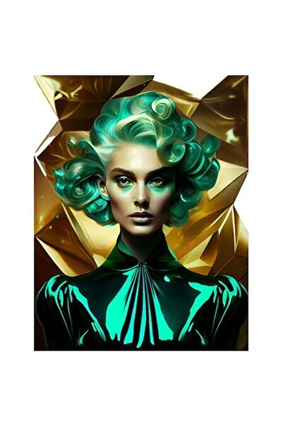 OEM Autocolant Portret Regină Carnaval - Păr Verde Neon, Machiaj Fosforescent...