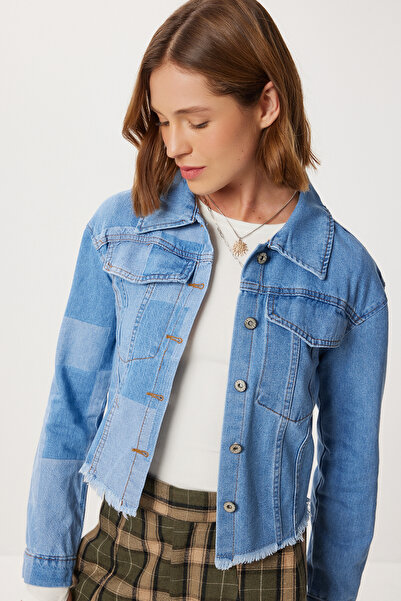 Lovelyİstanbul Contrast Color Denim Jacket Lsa0016 Blue