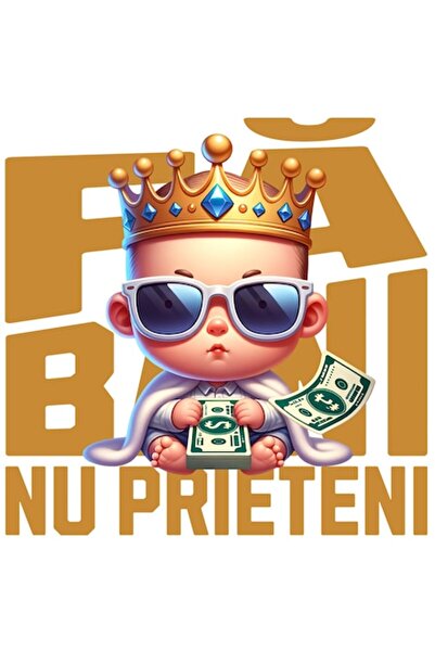 OEM Autocolant cu bebeluș și teanc de bancnote, coroană și haină de blană, te...