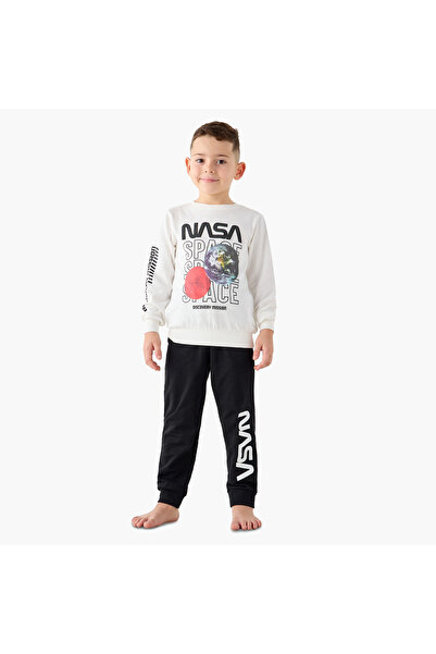 Nasa Printed T-shirt and Pyjama Set