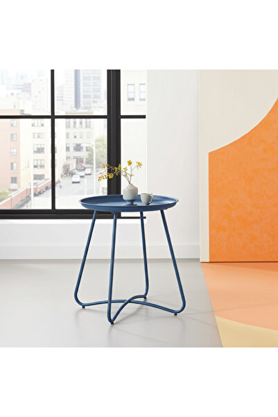 bambiance Round metal coffee table, 40 x 46 cm, Anthracite grey, ideal for balcony and terrace