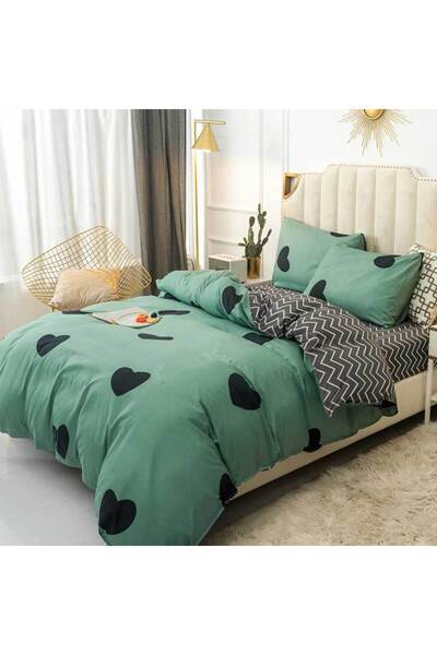 Patul Lenjerie de Pat, Bumbac Satinat, Pucioasa, 2 Persoane, Pat Dublu, 4 Piese