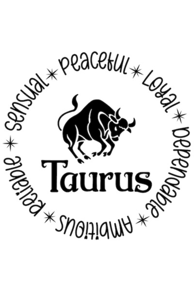 OEM Autocolant zodiacal Taur, vinil PVC, bordură albă, 23 cm