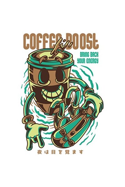 OEM Autocolant ceașcă de cafea (zâmbitor) pe skateboard - vinil PVC „Coffee B...