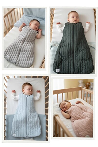 PAMUK HANIM Winter 3 Tog Bag for Girls - Baby Boy-Sleeping Bag for Children, Sleeveless, Zippered, Quilted /Blue