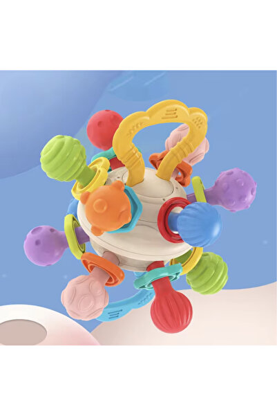 huanger Teething Sensory Toy - Baby Rattle Rattle Ball with Handle, 0 months+