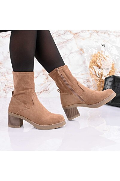Tmall Women's ankle boots, made of -friendly suede leather with a soft interior, TM1BD1010, khaki