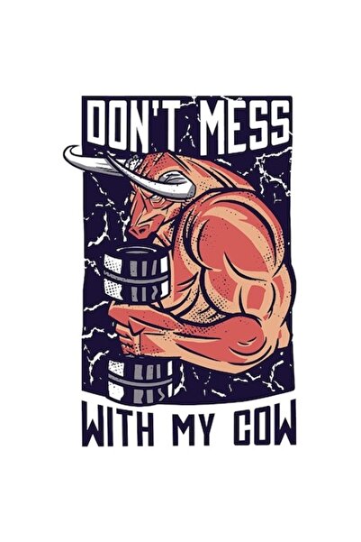 OEM Autocolant Red Bull cu coarne, text amuzant „Don't Met With My Cow” (Nu t...