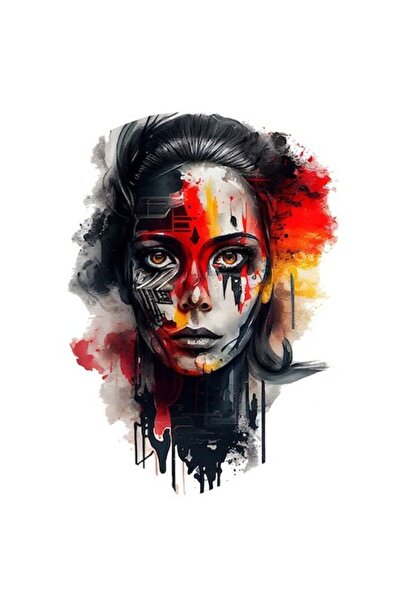 OEM Autocolant cu portretul unei fete cu ochi căprui și lacrimi, multicolor, ...