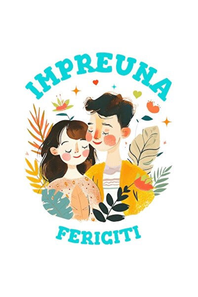 OEM Πολύχρωμο αυτοκόλλητο για ζευγάρια σε στυλ ζωγραφικής "Ευτυχισμένοι μαζί"...