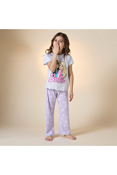 mattel Barbie Print T-shirt and Pyjama Set