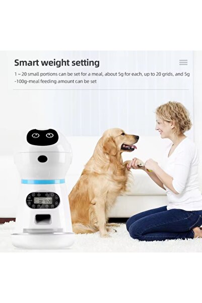 AMYMAT Hrănitor automat pentru câini și pisici, 3,5 l, sunet de hrănire, funcție de hrănire/adăpare